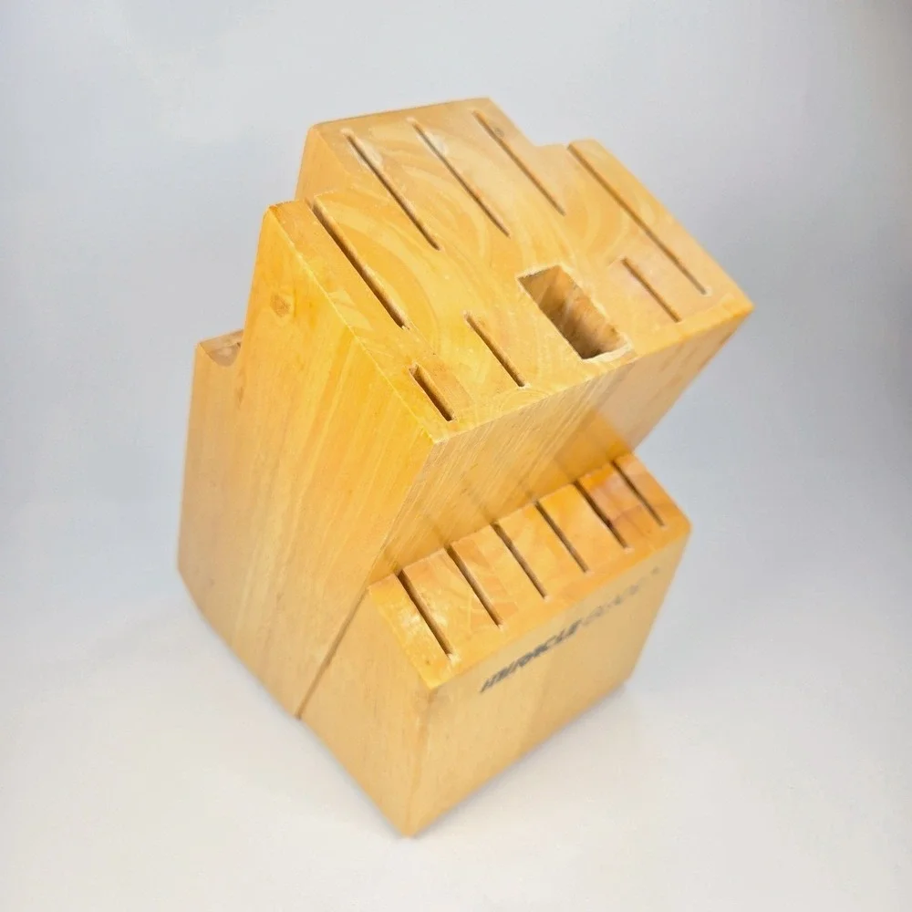 Miracle Blade Wood Knife Block‎ 15 Slot Tiered Kitchen Cutlery Storage Natural